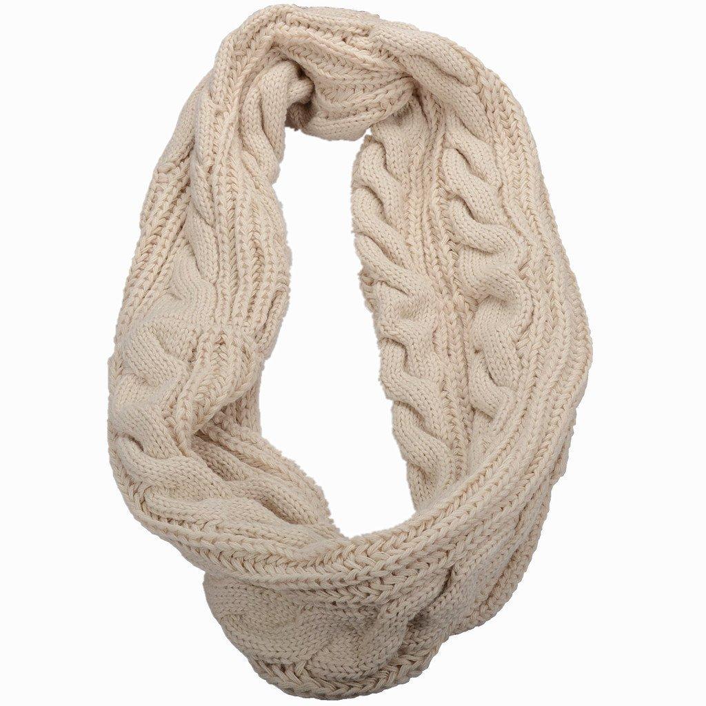 Winter Knitted Scarf Thickened Fleece Lined Warm Neck Warmer Cable Knit Pattern Soft Cozy for Cold Weather
