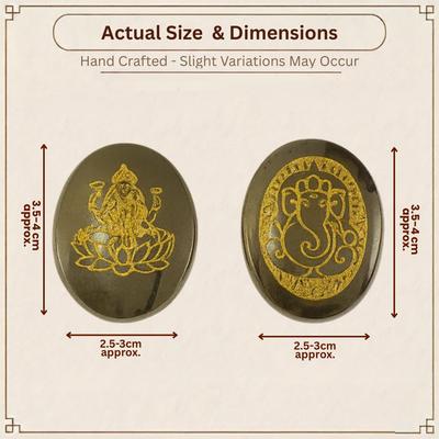 Shivkosha Laxmi & Ganesh On Pyrite Coin Natural Healing Crystal Stone Cash Money Attracted Prosperity Vastu Ganpati Bapa, Lakshmi Decorative Good Lu