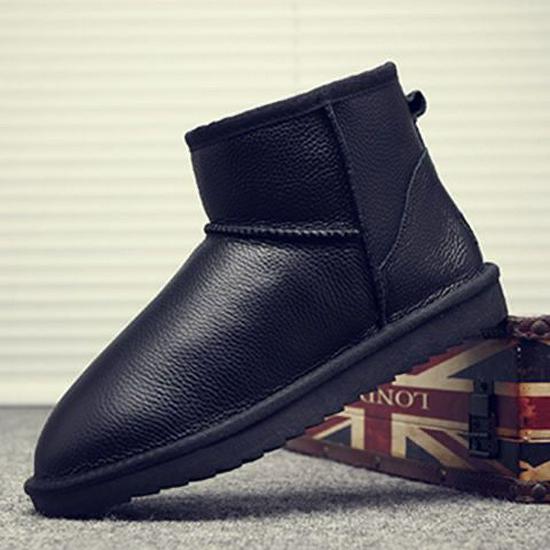 Men’s Winter Waterproof PU Leather Snow Boots with Velvet Lining, Non-Slip, Large Size