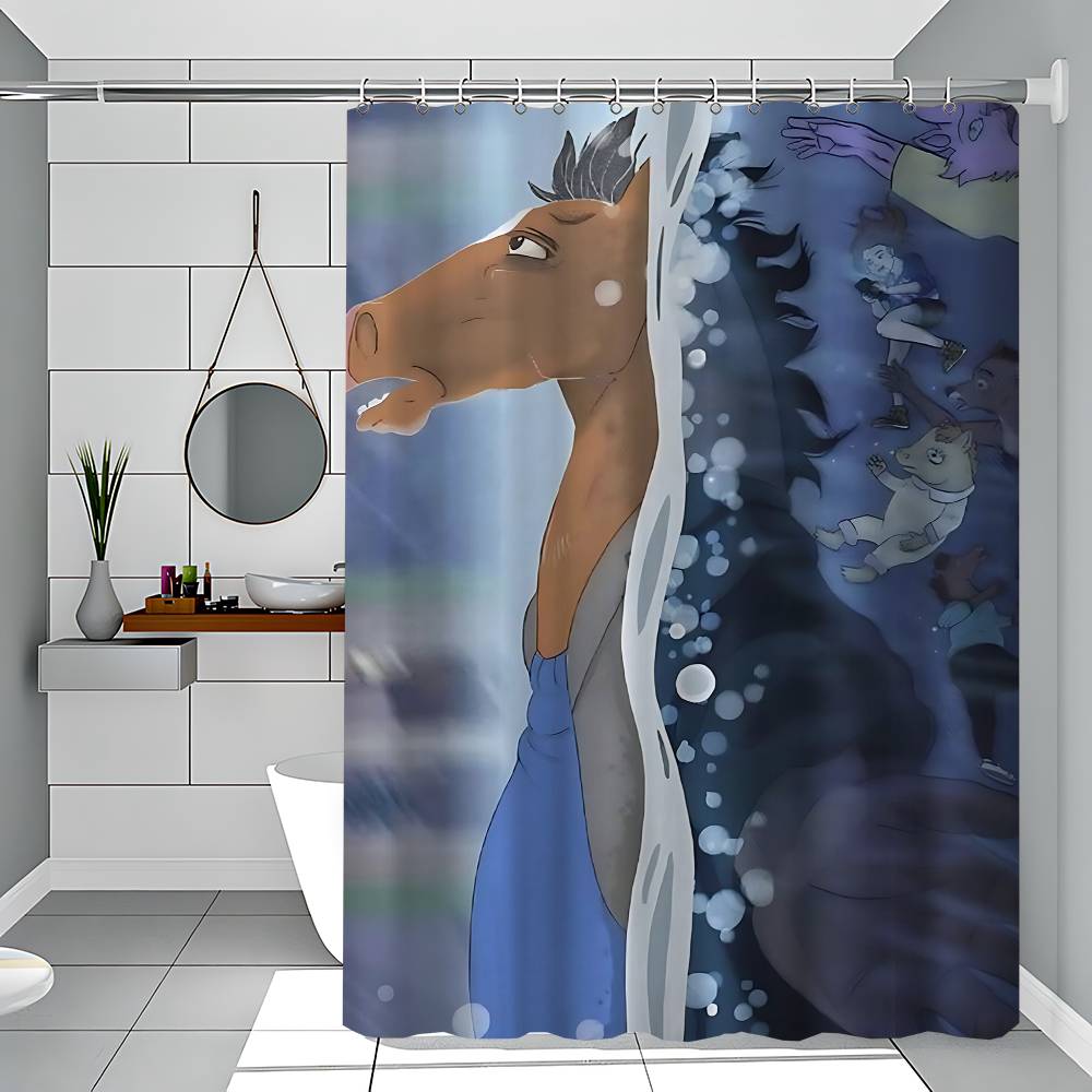 B-BoJack Horseman Art Shower Curtain Summer Beach Bathroom Decorative Shower Curtain, Waterproof