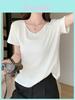 Casual Summer T Shirt For Women With V Neck And Snowflake Cotton Material