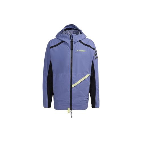 adidas Colorblock Letter Print Windproof Waterproof Hooded Jacket for Men, Blue L синий