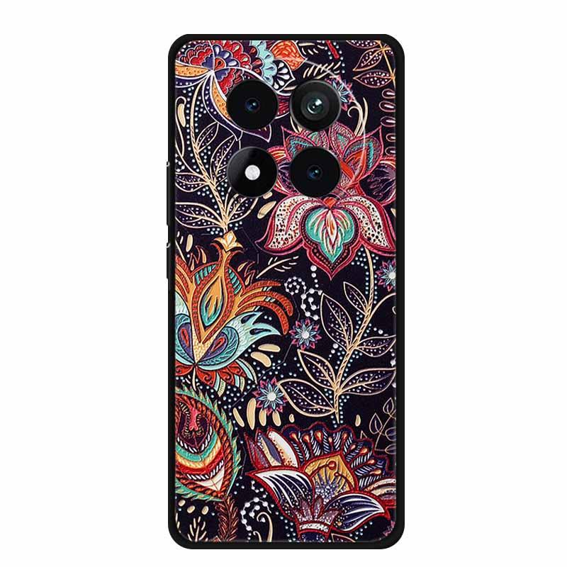 3D Emboss Case For Xiaomi Redmi Note 15 Phone Case Flowers Black Silicone Soft Back Cover Coque For Redmi Note 15 Pro Plus Case