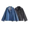 2024 Sommer Damen Gewaschenes Blaues Denim Lockeres Hemd und Jeans Set