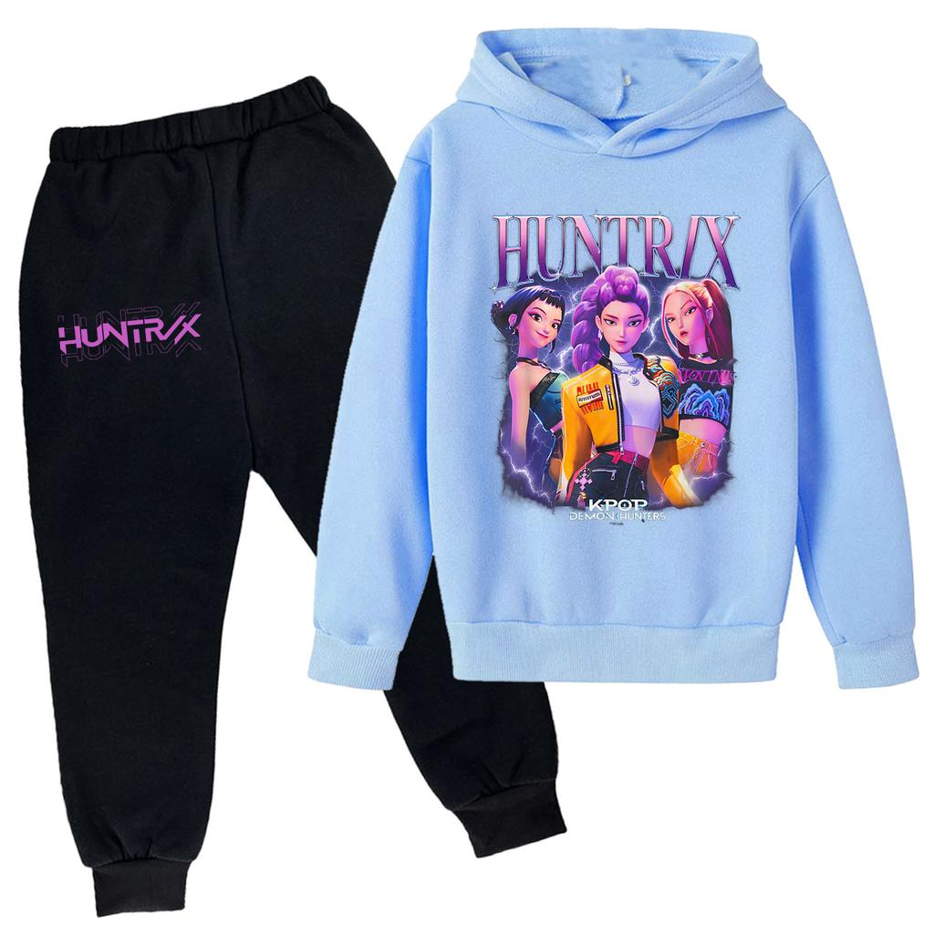 Plush Long Sleeved Pants Loose Pullover Hoodie Set For Children