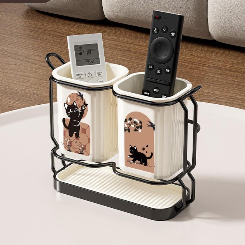 Cute Cat Pattern Kitchen Storage Rack Standing Cutlery Organizer Chopstick Holder Home Use