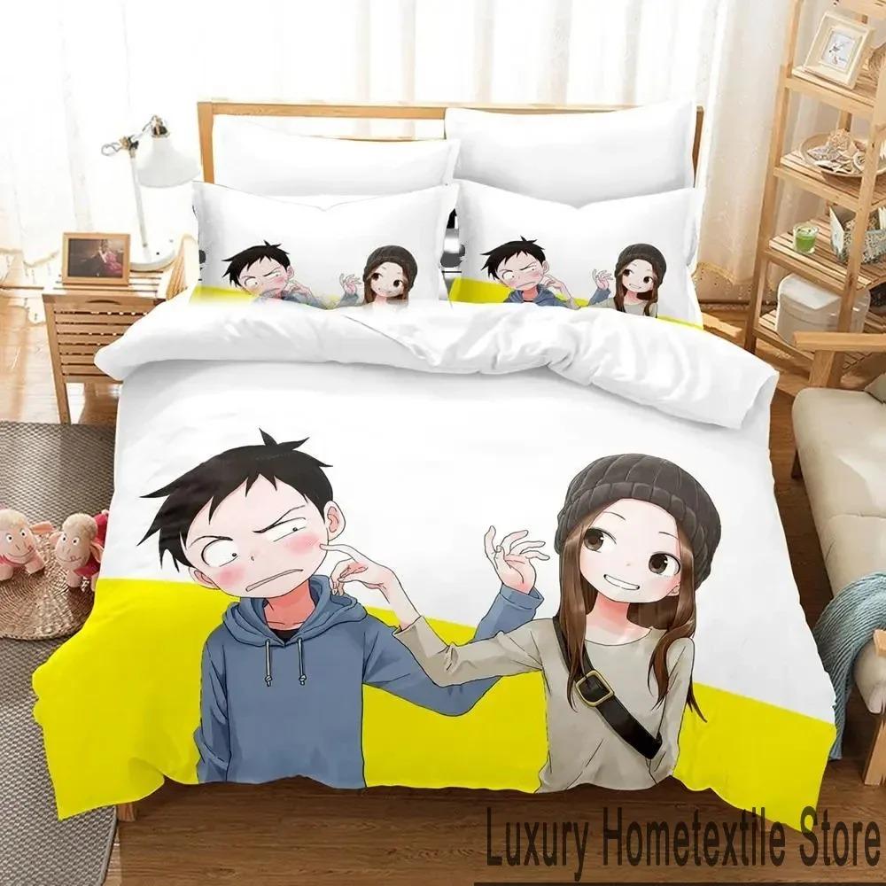 Anime Teasing Master Takagi-san Bedding Set 3D Duvet Cover Bed Set Quilt Cover Pillowcase Comforter King Queen Size Boys Adult