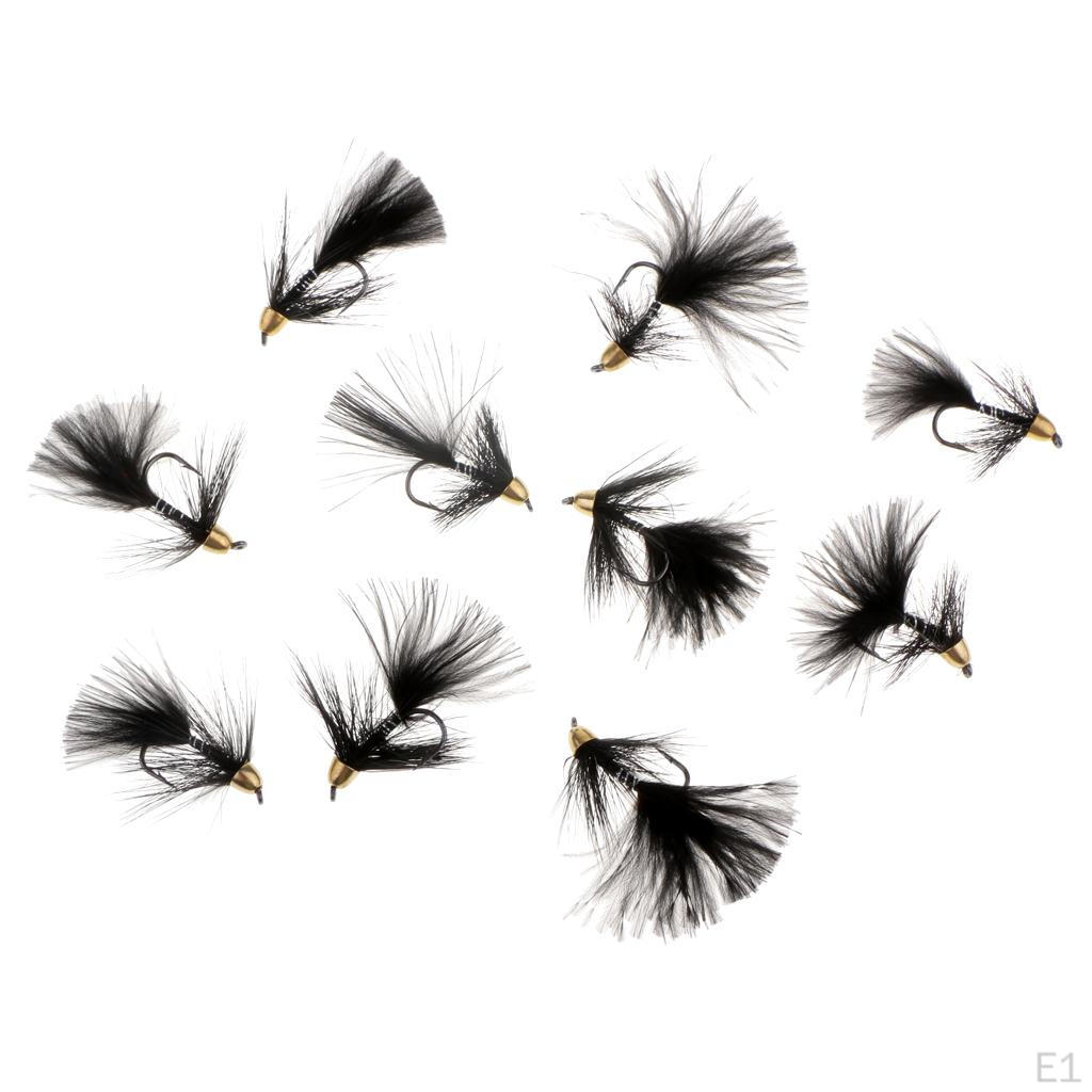 10 Stück Simulation Perlenkopf-Nymphe Schwarzer Woolly Bugger Nass