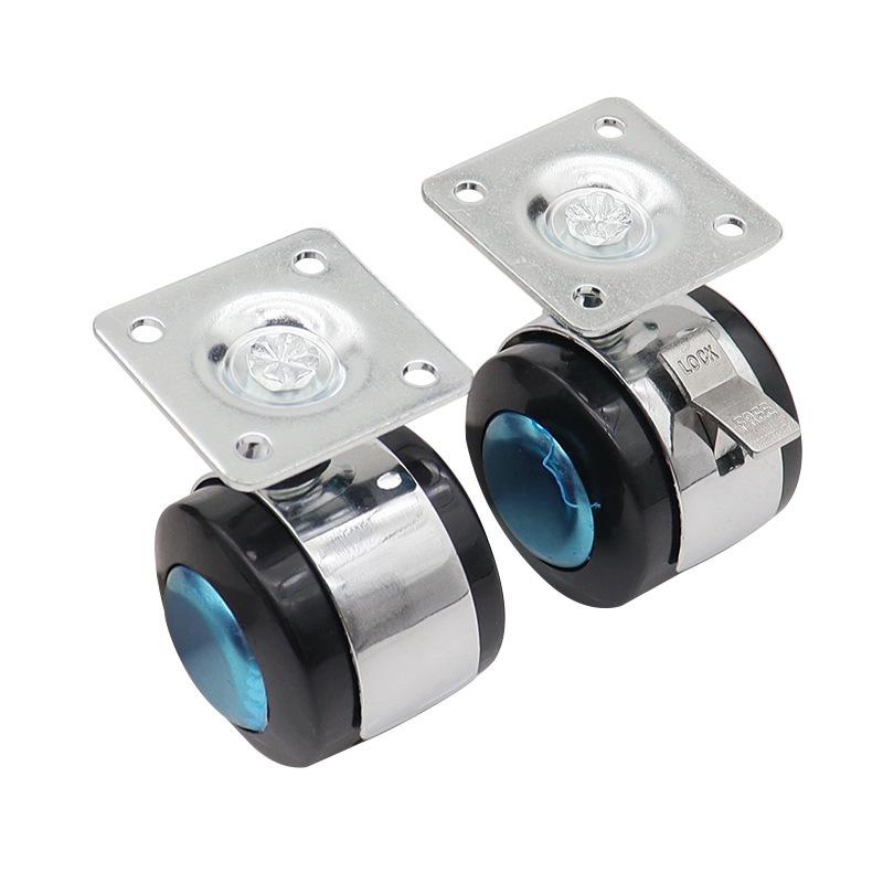 2-tums platt universalhjul med broms för möbler och skåp