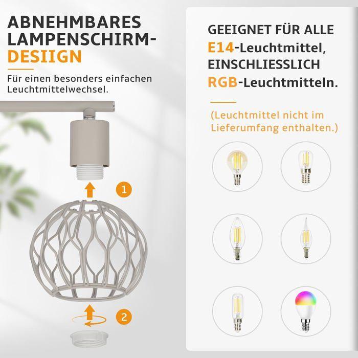 Spot à 4 lampes - NETTLIFE - Spot 4 E14 - Gris - Métal - Pivotant 350°