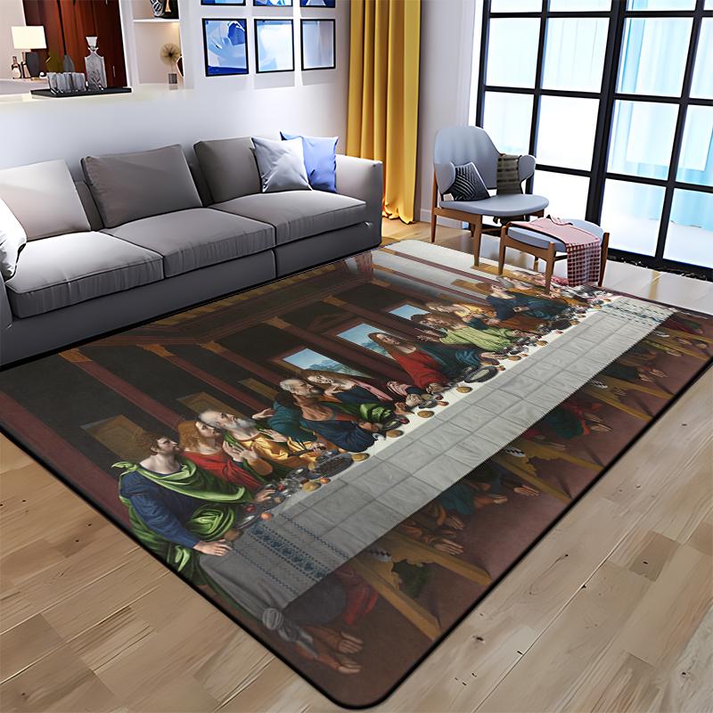 Famous Art Printed Oil Painting Carpet for Living Room Rugs Camping Stranger Things Picnic Mats Anti-Slip E-sports Rug Yoga Mat