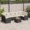 8-Piece Garden Sofa Set with Black Cushions Poly Rattan Acacia 3356213