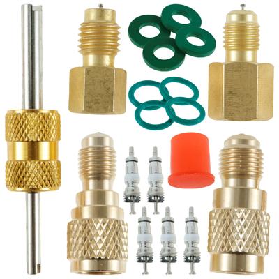 4Pcs R134A Brass Refrigerant Tank Adapter To R12 Fitting Adapter 1/4inch To 1/2inch R134A Fitting Adapter for Car Refrigerant
