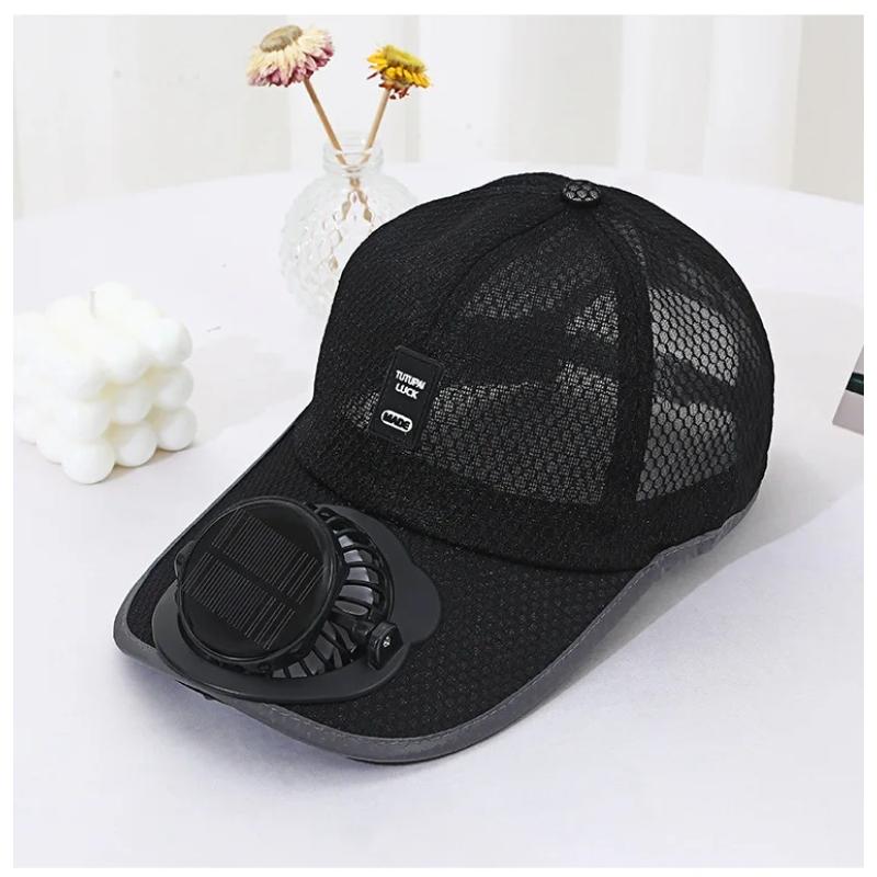 Summer Baseball Cap with Solar-Powered Fan and UV Protection for Outdoor Activities
