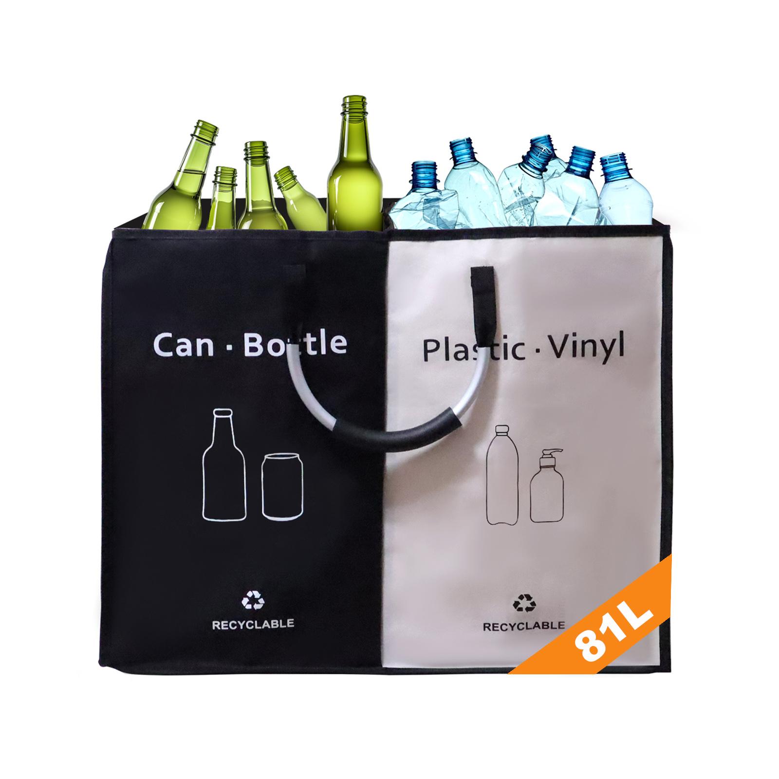

Collector Bins with 2 Compartments 81L Recycling Bins Odor-Resistant Recycle Bin Indoor Bottle Hamper for Home and Kitchen