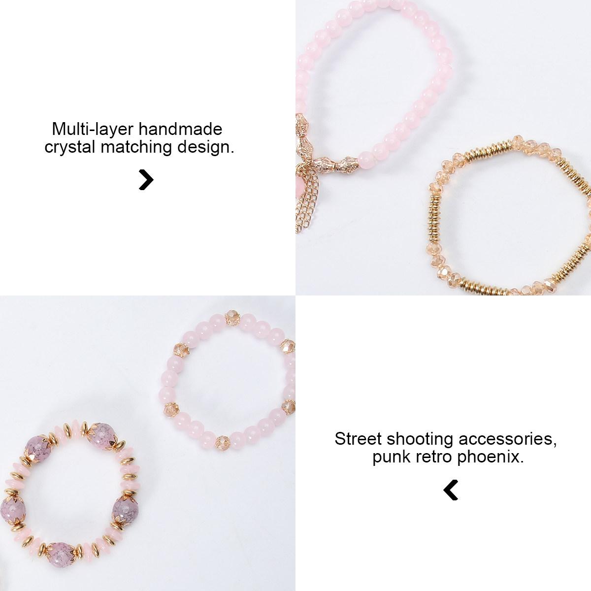1Pcs Stylish Adjustable Tassels Bracelet Multilayer Handmade Crystal Wristband Punk Design for Travel