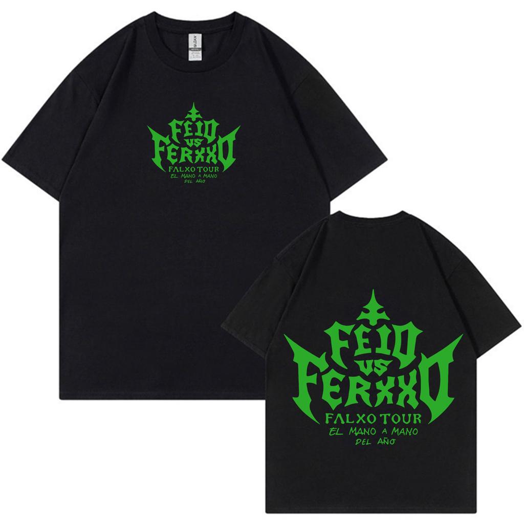 Rapper Feid Vs Ferxxo Falxo 2026 Retro Grafik T-Shirt Unisex Unisex Rundhals Baumwolle T-Shirt Kurze Ärmel Locker und Lässig T-Shirts