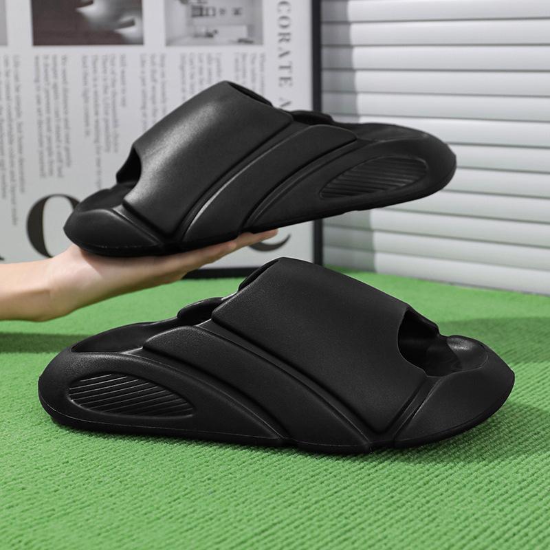

Тапочки из ЭВА, мужские летние трендовые туфли на платформе для дома, легкие, классные тапочки для ванной комнаты, мужские летние 44-45 чёрный