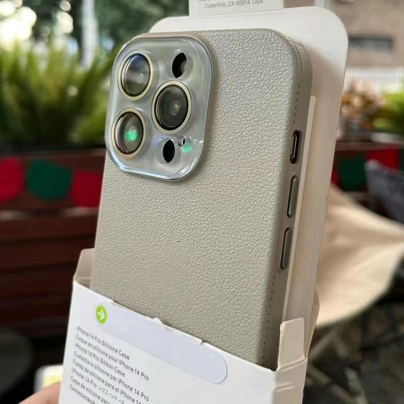 Luxury Leather Texture Silicone Case for Apple iPhone 16 15 14 Plus 13 12 Pro Max Glass Camera Lens Protection Shockproof Cover