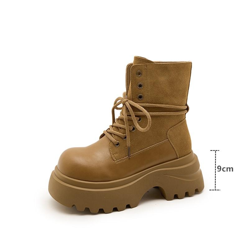 Fashion Women's Ankle Boots  2025 New Thick-soled Casual Boots Women Boots Large-Size Round-Toe Motorcycle Boots female
