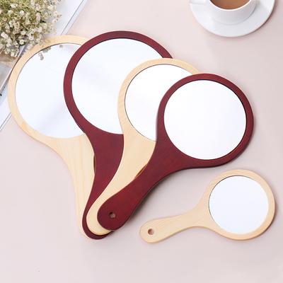 Round Wood Vintage Hand Mirror Makeup Vanity Mirror Cosmetic Make Up Mirrors