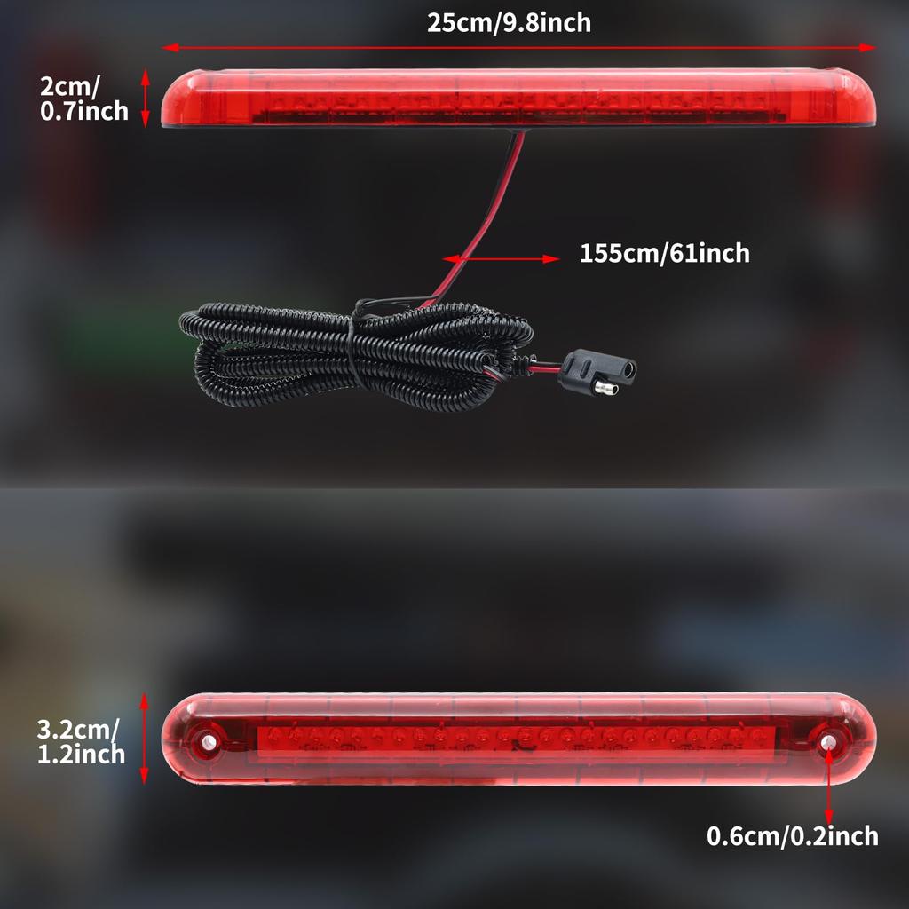 12V Red LED Brake Stop 24 LED Ensures Rearward Easy Highly Waterproof and Tape Passenger Car Third Brake Light Light, High-Mount Light, Beads, Safety,