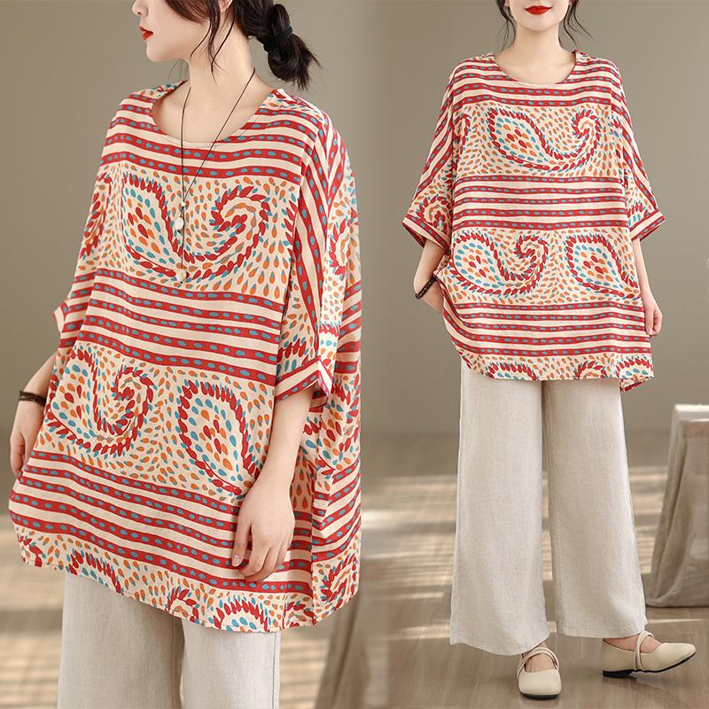 DIMANAF Plus Size New T-Shirt Women Loose Casual O-Neck Lady Tops Tees Shirts Flower Print Oversize Summer 2026
