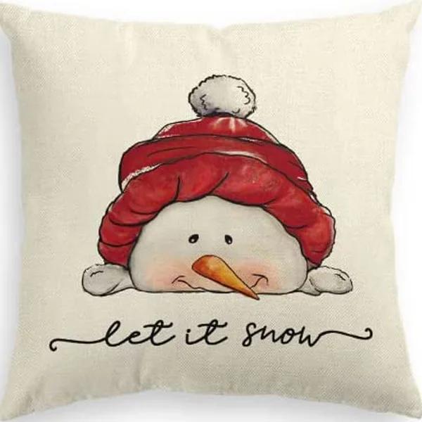 Merry Christmas Decor Cushion Cover x cm Pillow CaseCartoon Reindeer Santa Claus Printed Throw Pillowcase Linen Pillow Cover