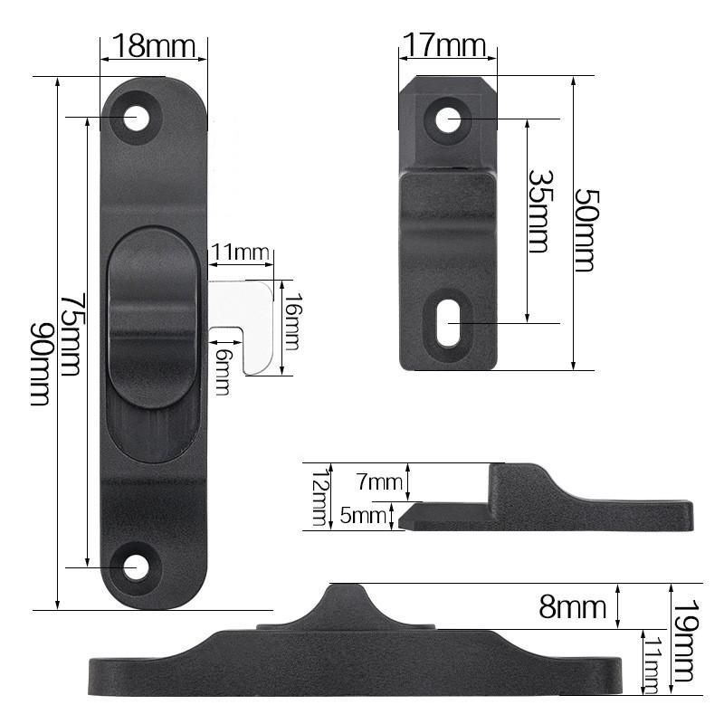Spring Plastic Push-Pull Folding Door Window Shade Hook Lock Replacement Security Window Screen Anti Theft Plug Home Hardware