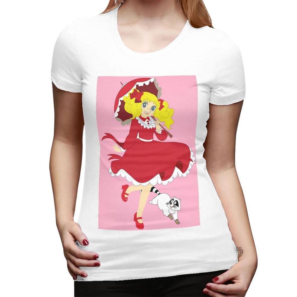 Candy Candy Cartoon Anime TShirt for Women Crew Neck Streetwear T Shirts Womens Short Sleeve Summer Clothes Tops