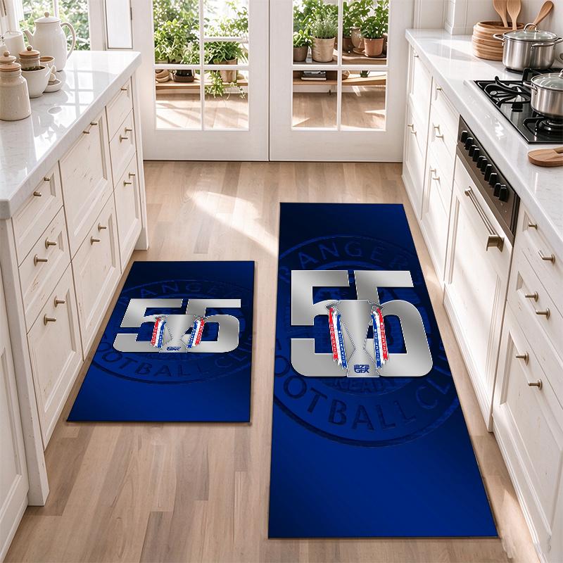 Rangers FC Flannel Kitchen Floor Mat – Non-Slip, Absorbent and Easy to Clean Suitable for Kitchens, Entryways Bedroomsand Bathrooms