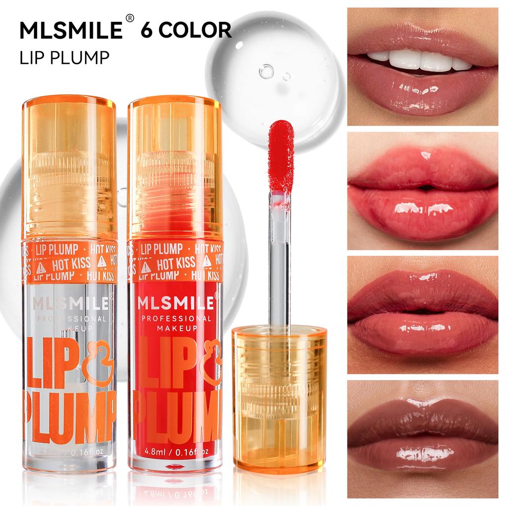 MLSMILE Makeup Mirror Water Light Transparent Lip Enhancement Lip Oil Long-lasting Moisturizing Lip Glaze 6 Color Liquid Lipstick