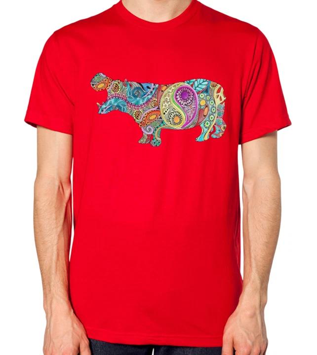 Abstract Hippopotamus Design T-Shirt Men Women Unisex Top Hippo L