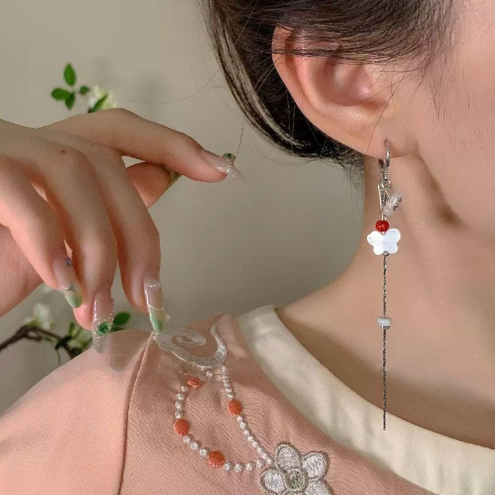 

Серьги-бабочки с цветком и каплей воды, имитация подвески, модные клипсы-бабочки для ушей, аксессуары