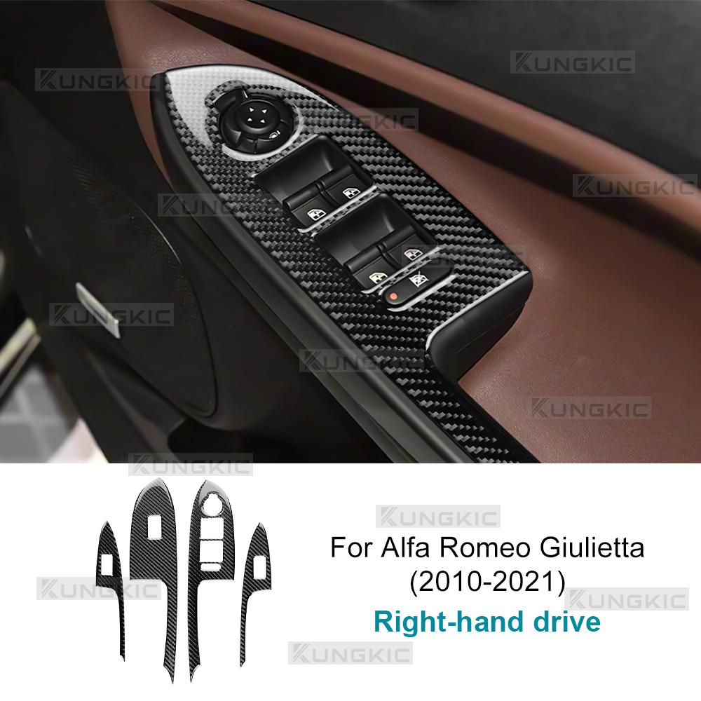 Real Soft Carbon Fiber Sticker For Alfa Romeo Giulietta 940 2010 2011 2012 2013 2014 2015 2016-2021 Car Window Lift Switch Panel