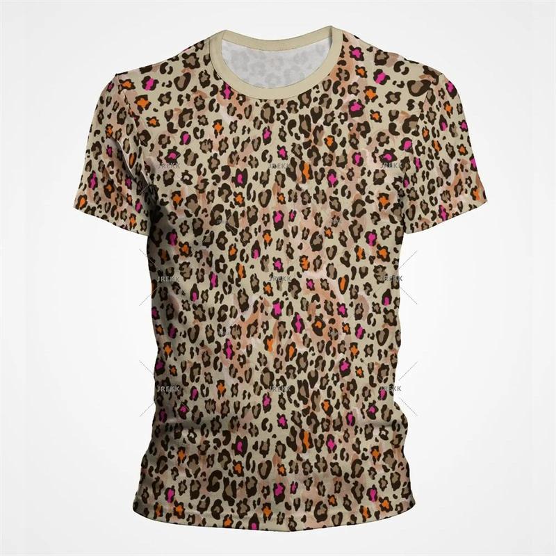 Leopard Print 3D Funny T Shirts for Men's And Women's Clothing Summer Short Sleeve T-Shirt Unisex Streetwear Oversize Tops Tees