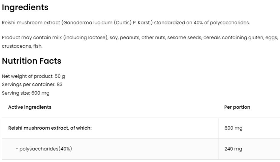 Ostrovit - Reishi Extract VEGE - 50 G