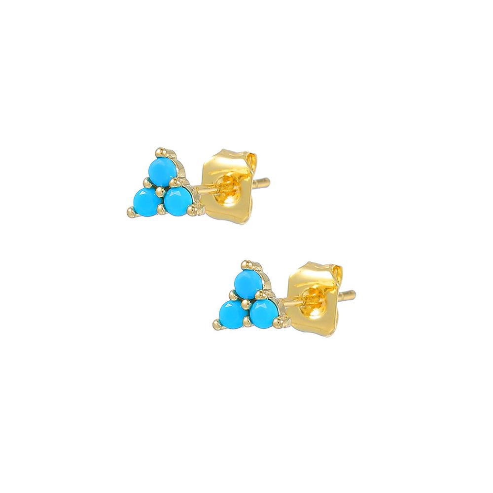 Stainless Steel Flower Blue Zircon Hoop Earrings Set For Women 18K Gold Plated Personality Long Chain Earring Piercing Jewelry