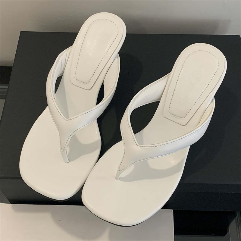 Eilyken Concise Square Clip Toe Platform Wedges Women Slippers Fashion High Heels Flip Flops Summer Shoes