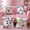 Japan Cute J-Joke Bear Christmas Pillow Case Plush Fabric Soft Double-Sided Printed Sofa Warm Winter Home Gift Cushion Cover