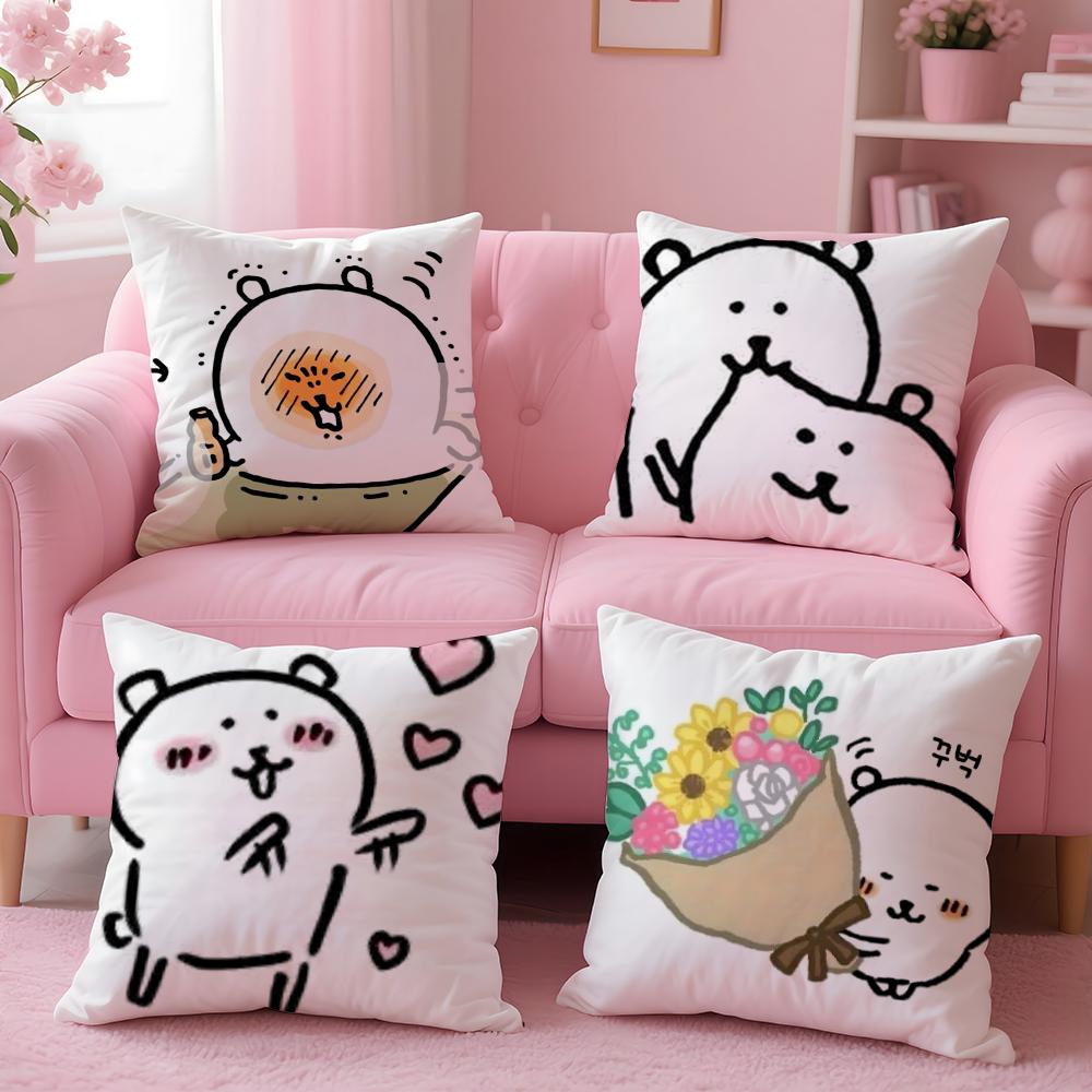 Japan Cute J-Joke Bear Christmas Pillow Case Plush Fabric Soft Double-Sided Printed Sofa Warm Winter Home Gift Cushion Cover