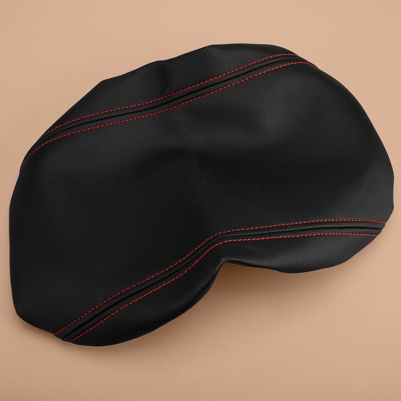 Car Center Console Armrest Lid Cover Trim Black Cover with Red Sewing PU Leather Fit for Kia Optima 2016 2017 2018