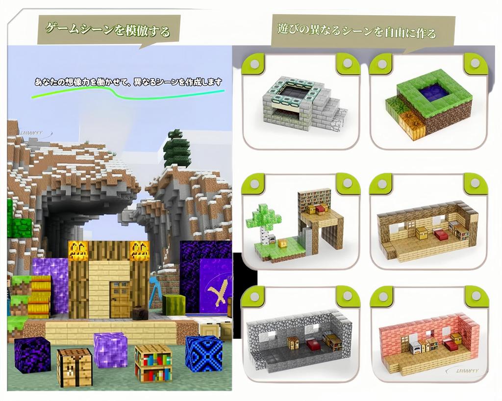 LIMANTY Minecraft Magnetické Stavební Magnetické DIY Magnetické Volné Vzdělávací Narozeninový Dárek Kostky, Kostky ve stylu Minecraftu, Kostky, Konstrukce,