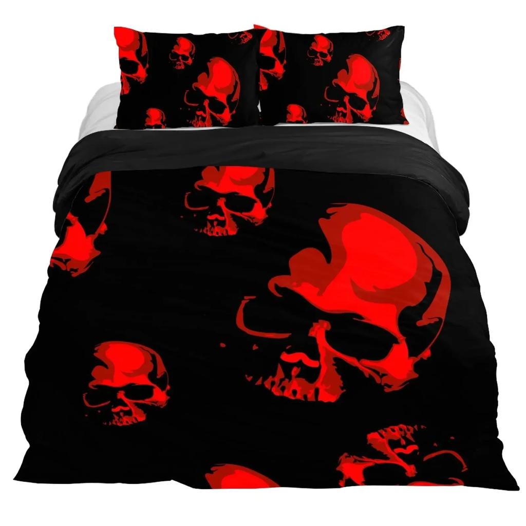 Lucifer Morningstar Satanic Duvet Cover Set Satanic Bedding Set Full Size Queen Size,Gothic Skull Bedspreads Comforter Cover Set