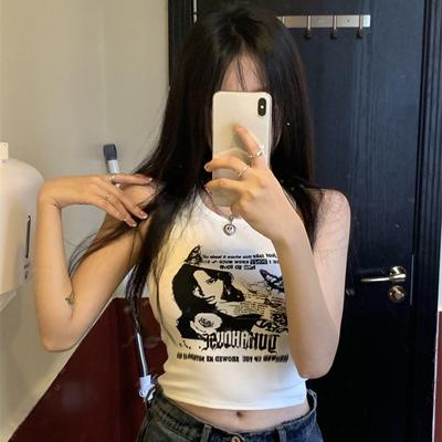 Girls Y2K Tops Printed Vest Summer Street Wear Inner Tops For Women's T-shirts Sleeveless