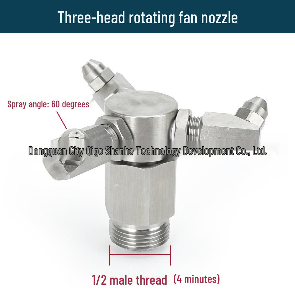 Three-Head Rotating Spray Nozzle for Fan-Shaped Bottle and Can Cleaning with Extension Rod for Food Can Rinsing and Car Wash.