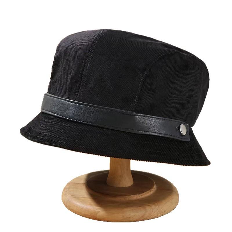 Maillard Corduroy Fisherman's Hat Women's Autumn and Winter Warm Ear Protection Face Small Bucket Hat Big Head Basin Hat