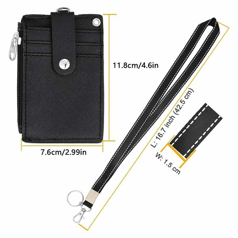 Office Work School ID Card Badge Holder With Keyring Rope Layards Neck Strap Bag Part Multi-Purpose Can Hold Card Key Small Item