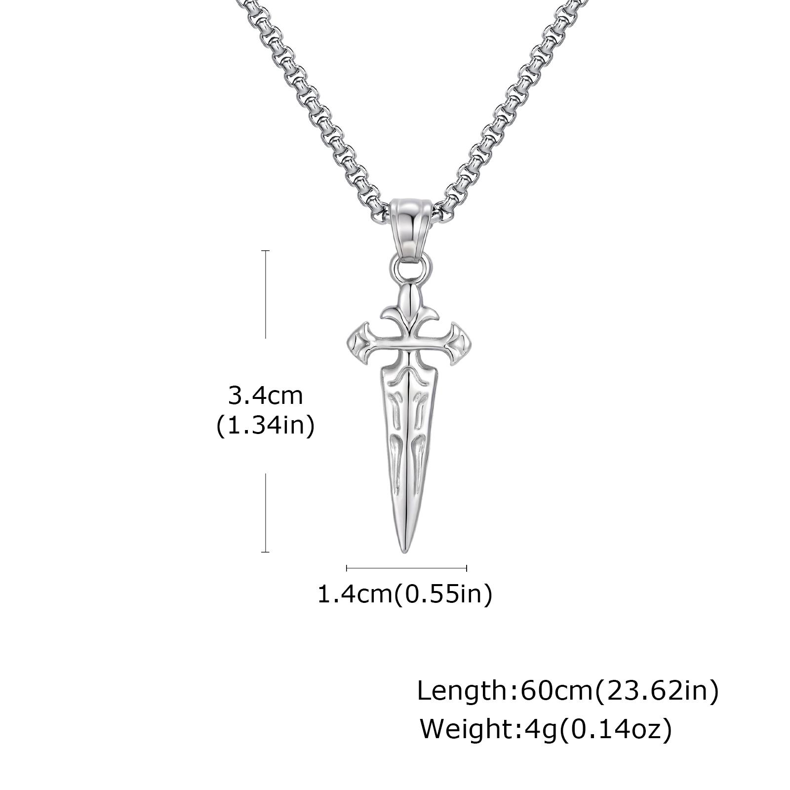 

Fashion Punk Cross Sword Pendant Necklace for Men, Gold Silver Color Stainless Steel Chain Necklace, Creative Cool Jewelry