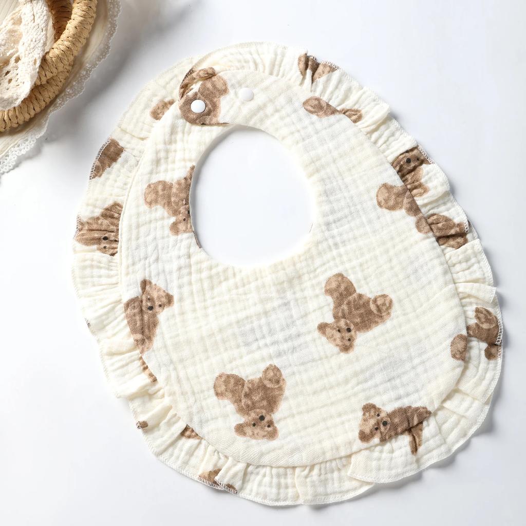 Baby Saliva Towel Infants Feeding Drool Bib Lace Floral Soft Cotton Burp Cloth for Newborn Breathable Kids Bibs with Ruffle